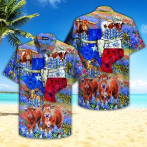 Born In Texas Forever Bluebonnet Hawaiian Shirt,…