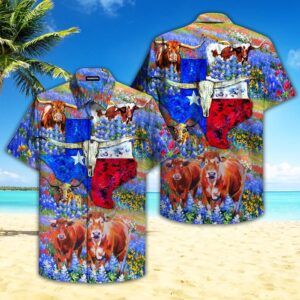 Born In Texas Forever Bluebonnet Hawaiian Shirt,…