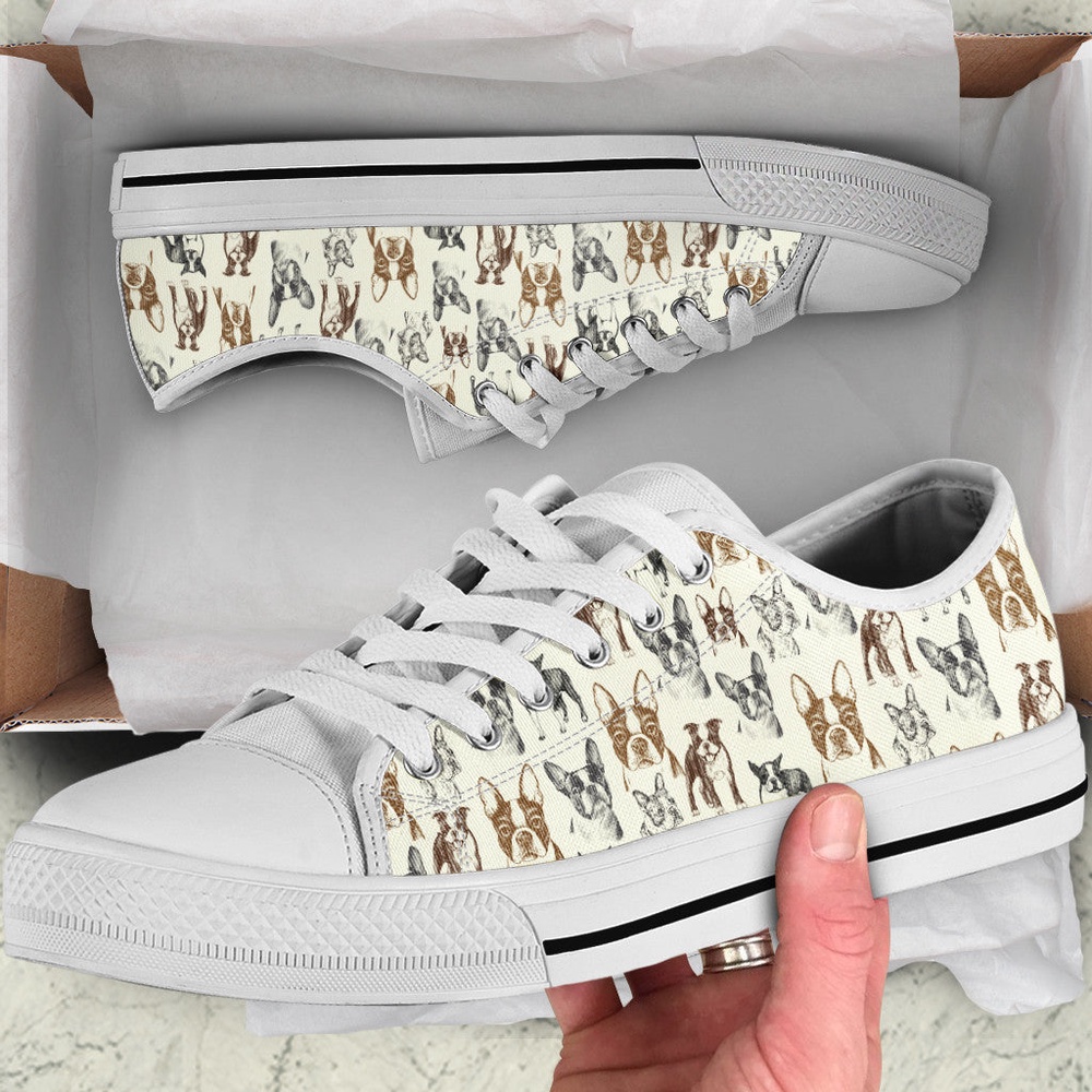Boston Terrier Low Top Shoes, Low Top Sneaker, Designer Low Top Shoes, Low Top Sneakers