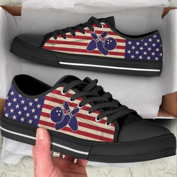Bowling American Usa Flag Low Top Shoes, Low Top Sneakers, Bowling Footwear