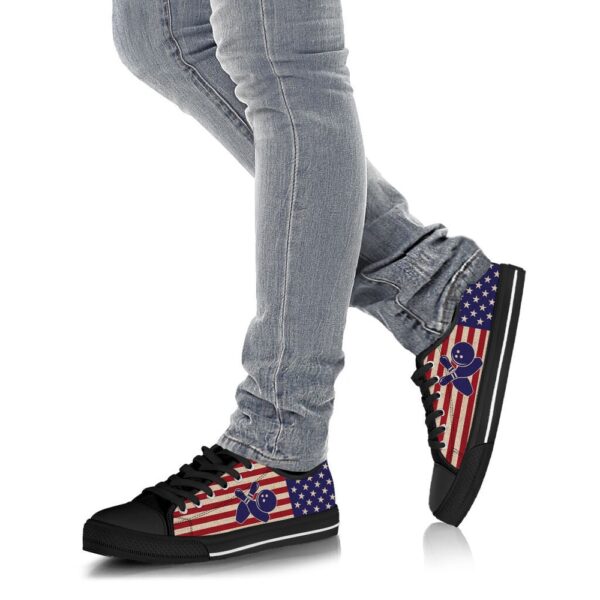 Bowling American Usa Flag Low Top Shoes, Low Top Sneakers, Bowling Footwear