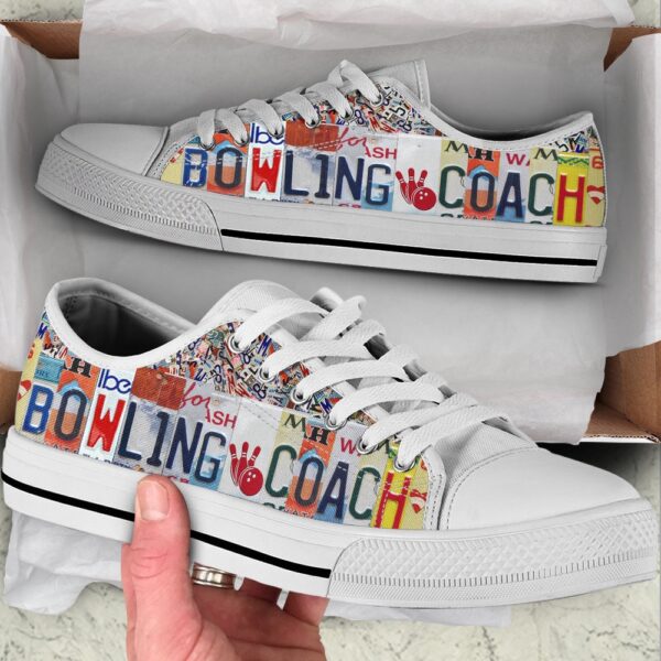 Bowling Coach License Plates Low Top Shoes, Canvas Print Lowtop Fashionable, Low Top Sneakers, Bowling Footwear