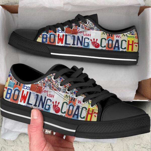 Bowling Coach License Plates Low Top Shoes, Canvas Print Lowtop Fashionable, Low Top Sneakers, Bowling Footwear