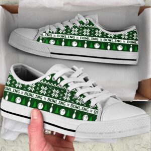 Bowling Knitted Christmas Low Top Shoes Canvas…