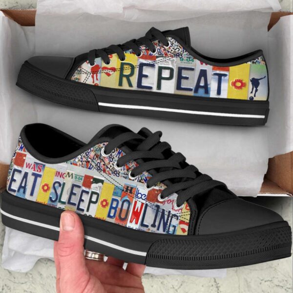 Bowling License Plates Low Top Shoes, Fashionable Canvas Print, Low Top Sneakers, Bowling Footwear