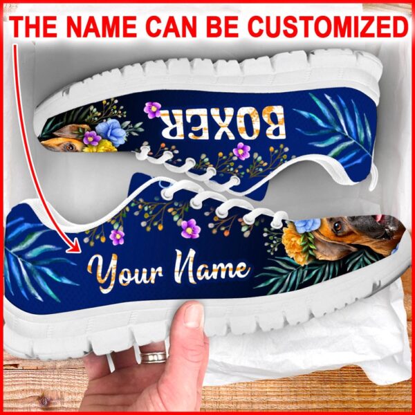 Boxer Dog Lover Shoes Flower Power Sneaker Walking Shoes, Designer Sneakers, Sneaker Shoes