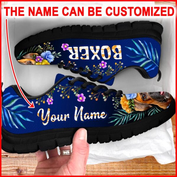 Boxer Dog Lover Shoes Flower Power Sneaker Walking Shoes, Designer Sneakers, Sneaker Shoes