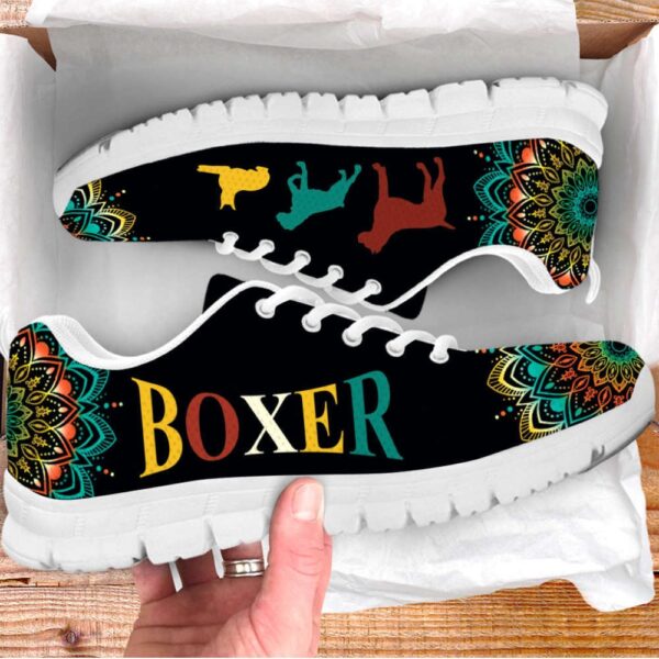 Boxer Dog Lover Shoes Geometric Mandala Sneakers Walking Running Lightweight, Designer Sneakers, Sneaker Shoes