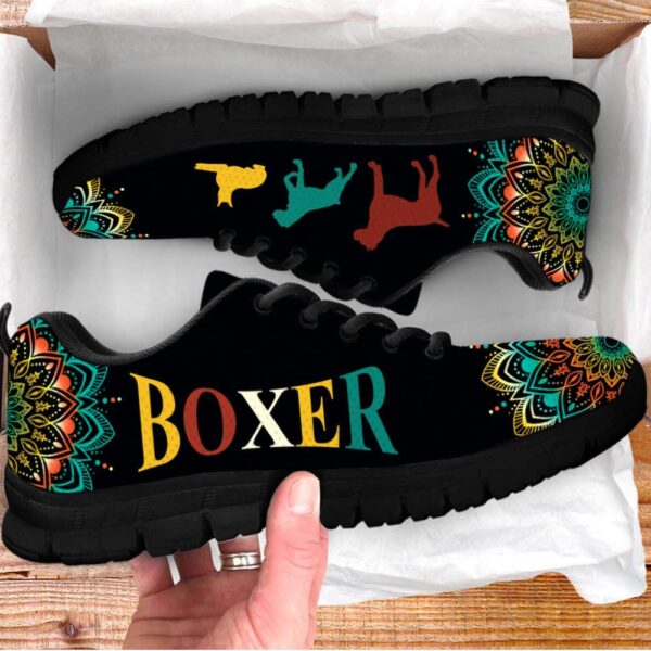 Boxer Dog Lover Shoes Geometric Mandala Sneakers Walking Running Lightweight, Designer Sneakers, Sneaker Shoes