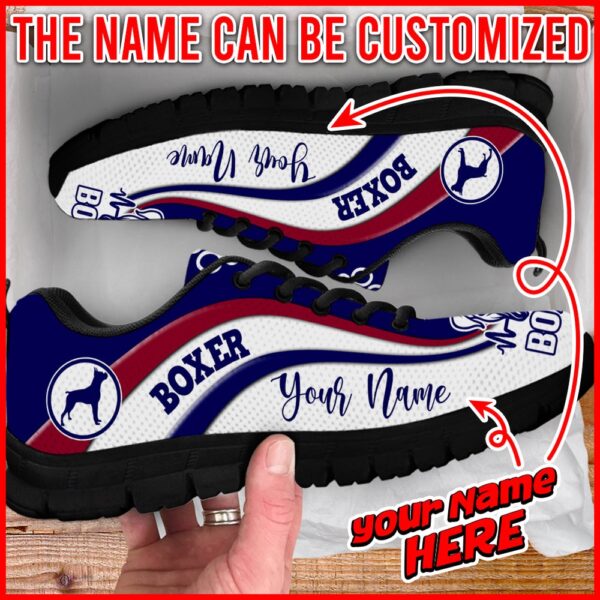 Boxer Dog Lover Shoes Symbol Stripes Pattern Sneaker Walking Shoes, Designer Sneakers, Sneaker Shoes