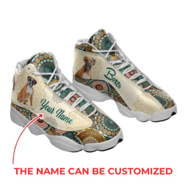 Boxer Dog Lover Vintage Mandala Shoes Personalized Custom Basketball Shoes, Basketball Shoes