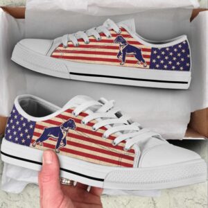 Boxer Dog USA Flag Low Top Shoes…