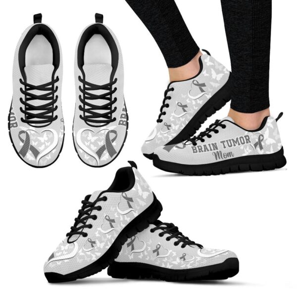 Brain Tumor Mom Shoes Heart Ribbon Sneaker Walking Shoes, Designer Sneakers, Best Running Shoes