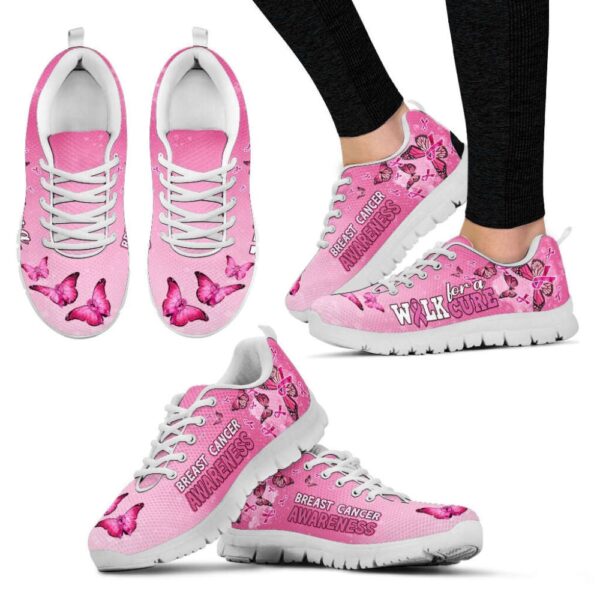 Breast Cancer Awareness Shoes Butterfly Sneaker Walking Shoes, Designer Sneakers, Best Running Shoes