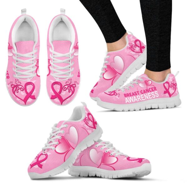 Breast Cancer Awareness Shoes Heart Sneaker Walking Shoes, Designer Sneakers, Best Running Shoes