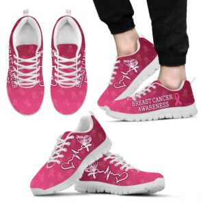 Breast Cancer Awareness Shoes Heartbeat Ribbon Pattern…