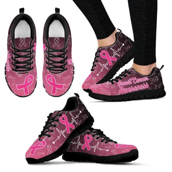 Breast Cancer Awareness Shoes Heartbeat Sneaker Walking Shoes, Designer Sneakers, Best Running Shoes