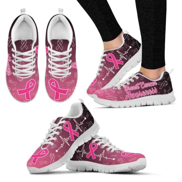 Breast Cancer Awareness Shoes Heartbeat Sneaker Walking Shoes, Designer Sneakers, Best Running Shoes