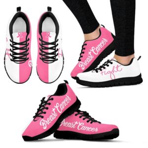 Breast Cancer Fight Shoes Pink White Sneaker…