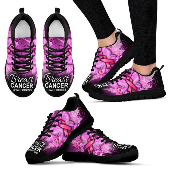 Breast Cancer Shoes Butterfly Flower Sneaker Walking Shoes, Designer Sneakers, Best Running Shoes