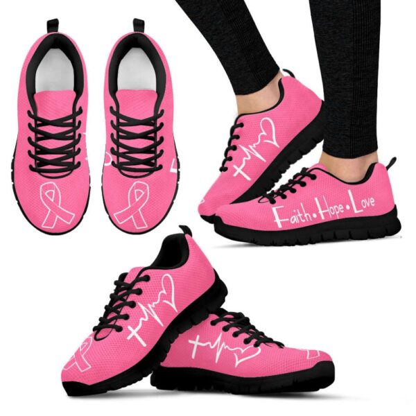 Breast Cancer Shoes Faith Hope Love Pink Sneaker Walking Shoes, Designer Sneakers, Best Running Shoes