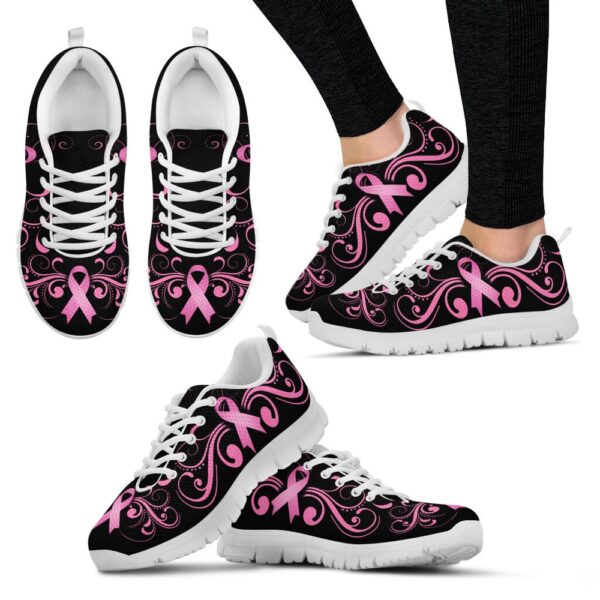 Breast Cancer Shoes Flower Ribbon Sneaker Walking Shoes, Designer Sneakers, Best Running Shoes