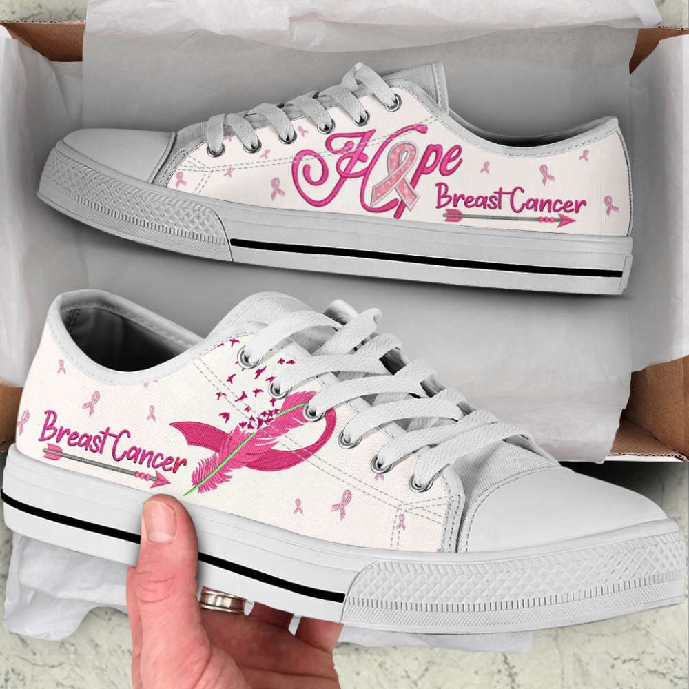 Breast Cancer Shoes Hope Low Top Shoes Canvas Shoes, Low Top Designer Shoes, Low Top Sneakers