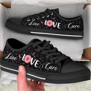 Breast Cancer Shoes Live Love Cure Ribbon Heart Low Top Shoes Canvas Shoes Low Top Designer Shoes Low Top Sneakers 1 upmlww.jpg