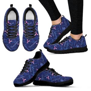 Breast Cancer Shoes Pattern Navy Sneaker Walking…