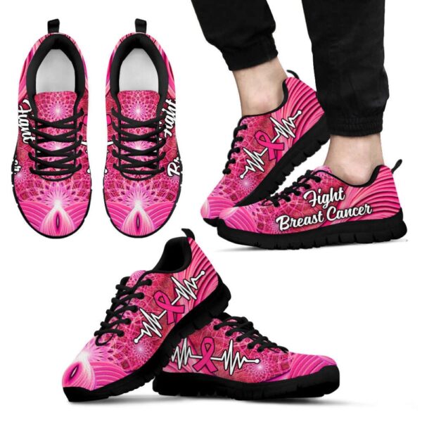 Breast Cancer Shoes Ribbon Fight Flower Light Sneaker Walking Shoes, Designer Sneakers, Best Running Shoes