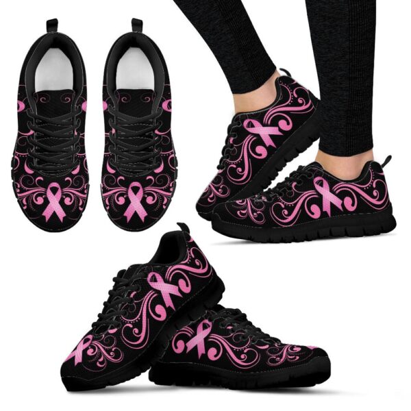 Breast Cancer Shoes Ribbon Line Sneaker Walking Shoes, Designer Sneakers, Best Running Shoes