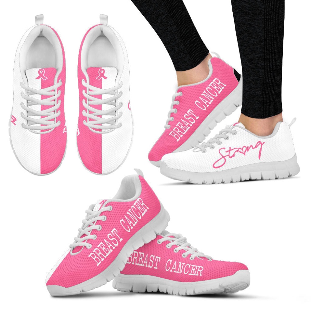 Breast Cancer Shoes Strong Pink White Sneaker Walking Shoes Best Shoes, Designer Sneakers, Best Running Shoes
