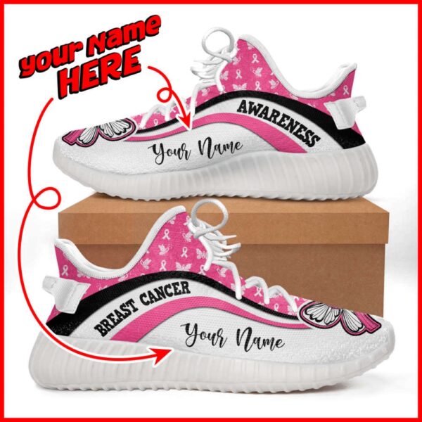 Breast Cancer Shoes Symbol Stripes Pattern Coconut Shoes, Designer Sneakers, Best Running Shoes