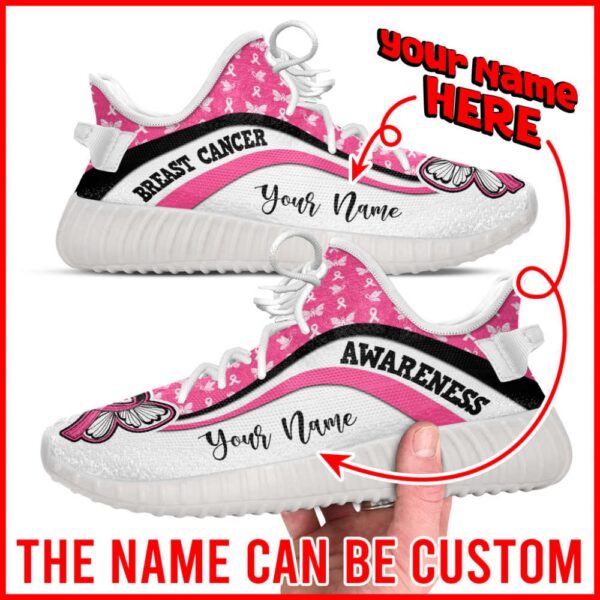 Breast Cancer Shoes Symbol Stripes Pattern Coconut Shoes, Designer Sneakers, Best Running Shoes