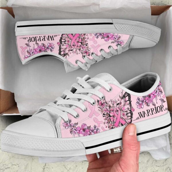 Breast Cancer Shoes Warrior Butterfly Flower Low Top Shoes Canvas Shoes, Low Top Designer Shoes, Low Top Sneakers