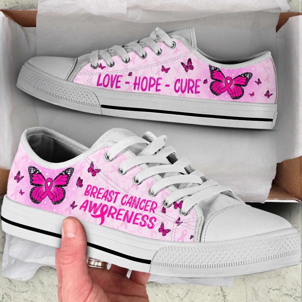 Breast Cancer Shoes With Butterfly Version Low Top Shoes Canvas Shoes, Low Top Designer Shoes, Low Top Sneakers