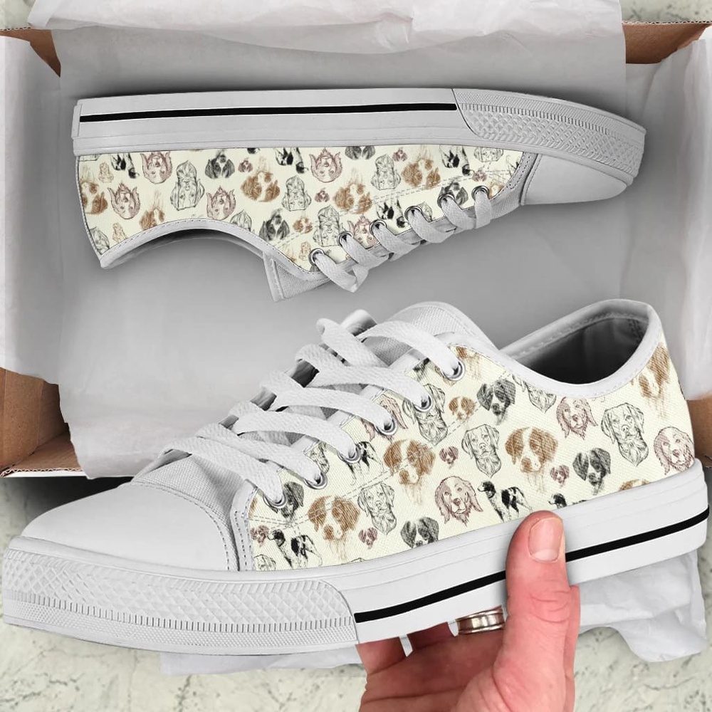 Brittany Spaniel Low Top Shoes, Low Top Sneaker, Designer Low Top Shoes, Low Top Sneakers