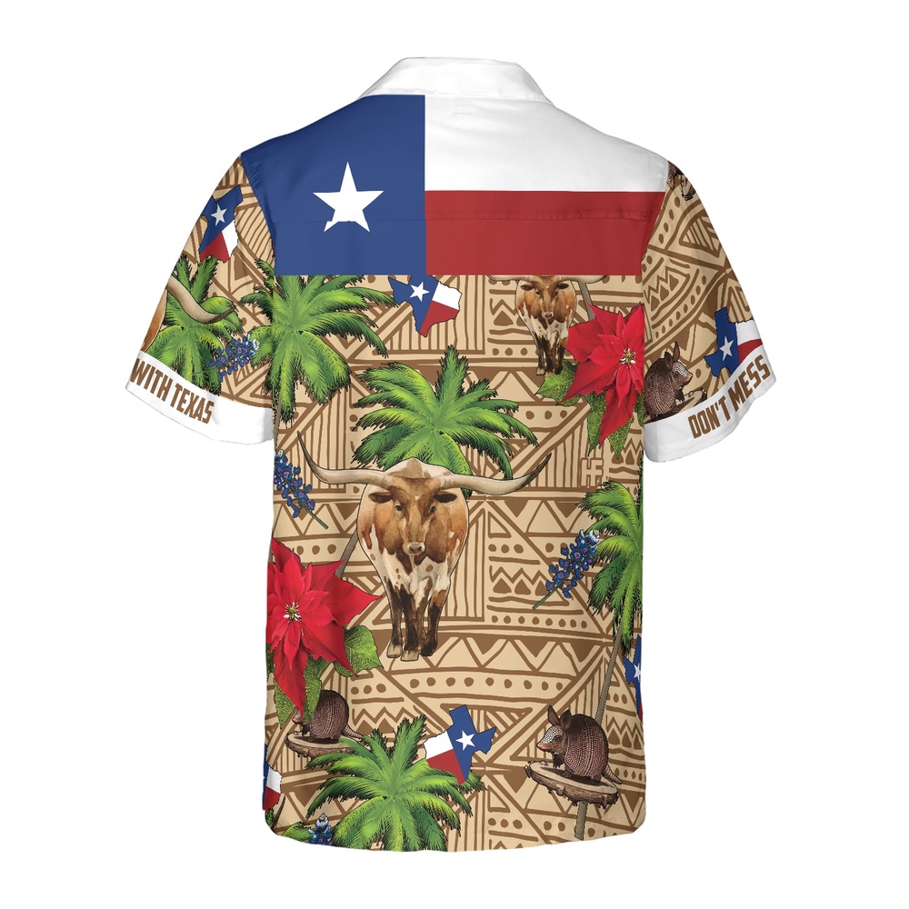 Brown Tribal Pattern Texas Hawaiian Shirts, Texas Hawaii Shirt, Texas Shirt