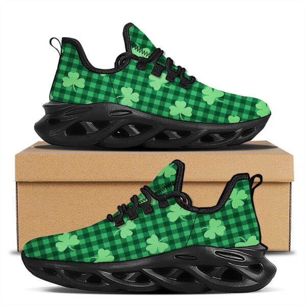 Buffalo Plaid St. Patrick’s Day Print Pattern Black Running Shoes, Max Soul Sneakers, Max Soul Shoes
