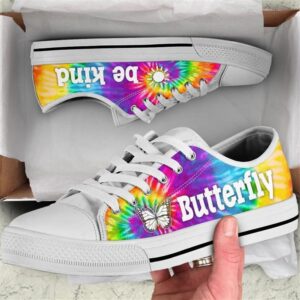Butterfly Bekind Tie Dye Canvas Low Top Shoes Low Tops Low Top Sneakers 2 vri9zd.jpg