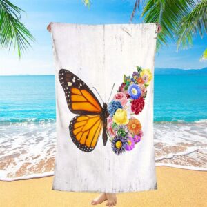 Butterfly Floral Beach Towel, Christian Beach Towel,…