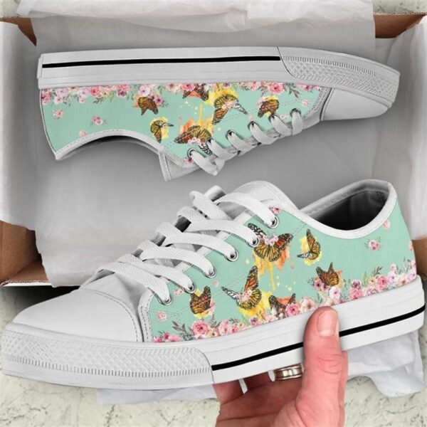 Butterfly Flower Watercolor Low Top Shoes, Low Tops, Low Top Sneakers