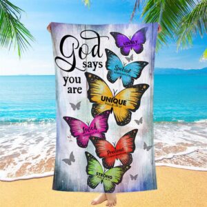 Butterfly God Says You Are Beach Towel,…