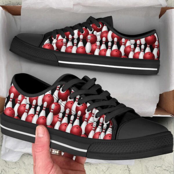 Canvas Print Bowling Pin Low Top Shoes Casual, Low Top Sneakers, Bowling Footwear