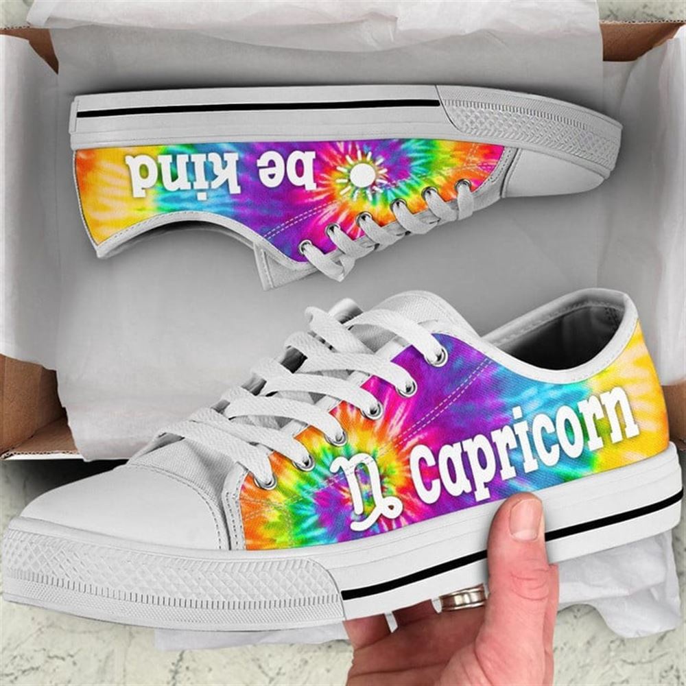 Capricorn Zodiac Sign Bekind Tie Dye Canvas Low Top Shoes, Low Top Designer Shoes, Low Top Sneakers Capricorn Zodiac Sign Bekind Tie Dye Canvas Low Top Shoes, Low Top Designer Shoes, Low Top Sneakers