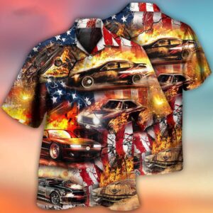 Car Independence Day Fire Hawaiian Shirt, 4th…