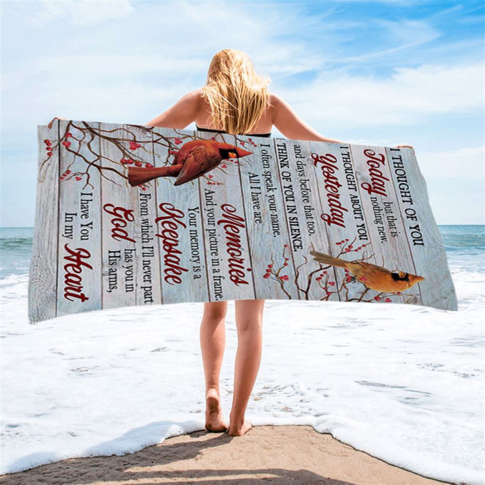 Cardinal Red Cranberry I Thought Of You Today Beach Towel, Christian Beach Towel, Summer Towels