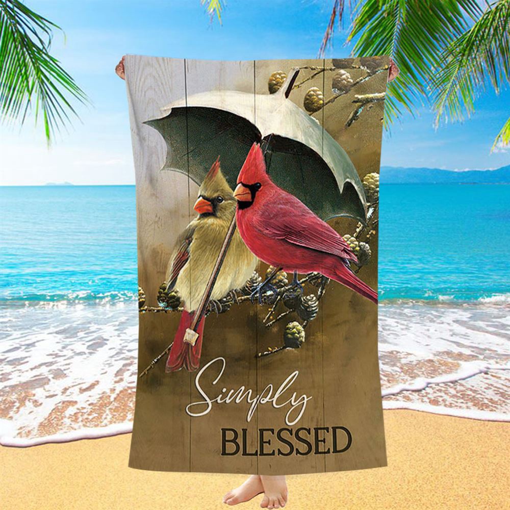 Cardinal Simply Blessed Beach Towel, Christian Beach Towel, Summer Towels