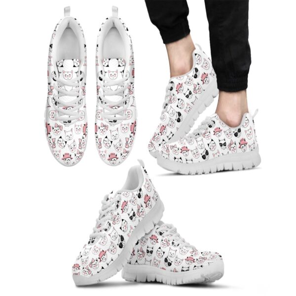 Cat Face Shoes Custom Name Shoes Cat Pattern Running Sneakers, Designer Sneakers, Sneaker Shoes