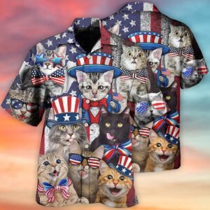Cat Independence Day Funny Hawaiian Shirt, 4th…